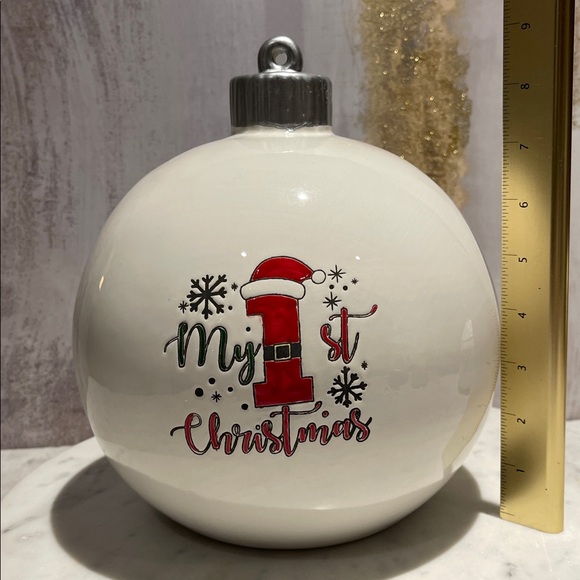 White and Red 'My 1st Christmas' Ornament - 9 1/2” tall x 27” diameter 🎁❤️🎅🤶🎄 - Picture 3 of 4